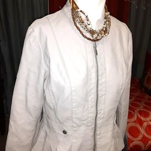 Baccini white faux leather jacket